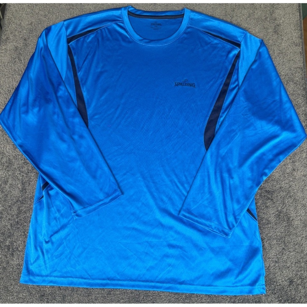 Spalding Mens Top 2XL Blue Comfort 100% Polyester Crew Neck Long Sleeve Pullover